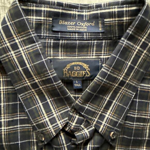BD Baggies Blazer Oxford Button Down Shirt Mens Large Tall Plaid Made In India - Picture 3 of 8